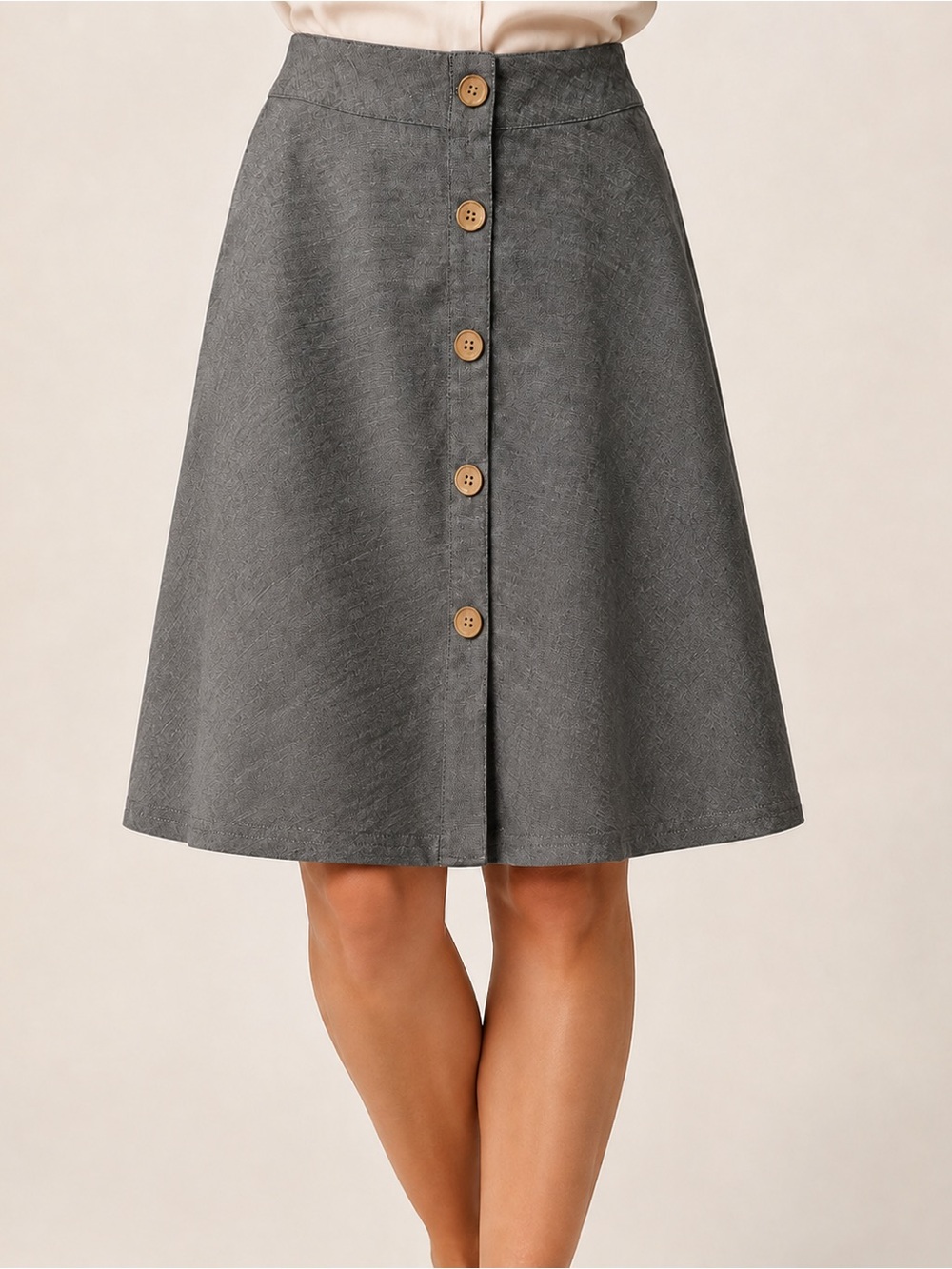 Animal Seascape Grey Cotton A Line Button Front Skirt Size 10